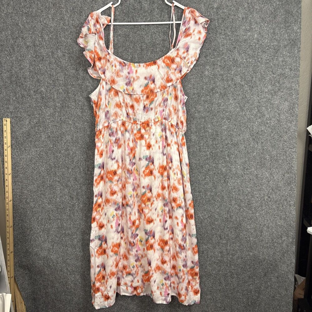 Lucky Brand Dress Womens Size XL  Tie Dye Floral Ruffle Feminine Cottage